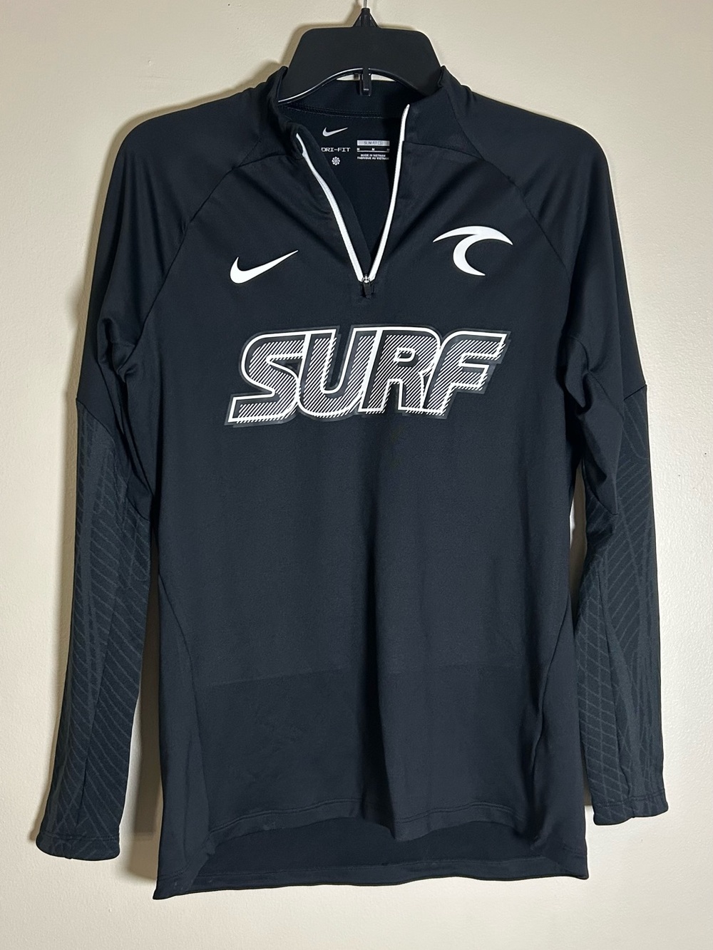 Nike Black Long-Sleeve Surf Rash Guard with White Logos